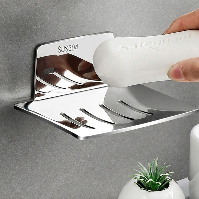 욕실 다용도 걸이 홀더 스텐 욕실악세사리, 304스텐 비누받침대B, 1개