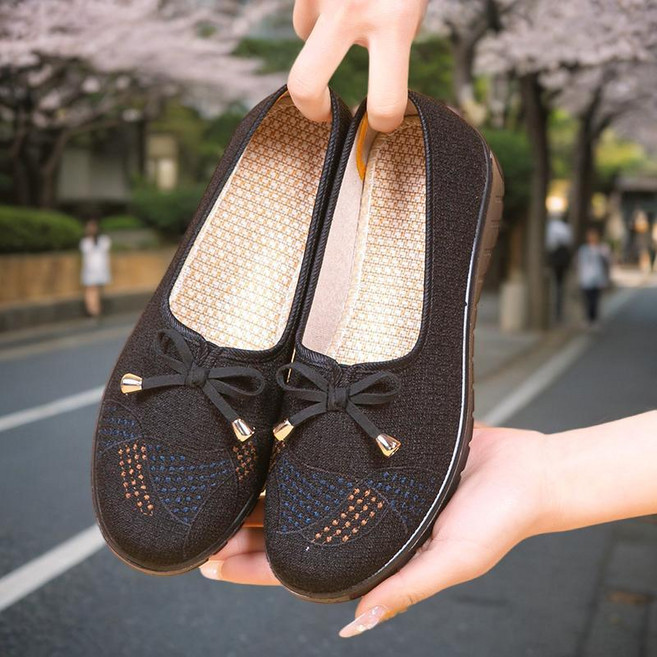 쌍천 중장년 엄마 여자 신발 올드북경 천 신발 춘추녀 신발 미끄럼 방지 캐주얼 할머니 신발 W25101913