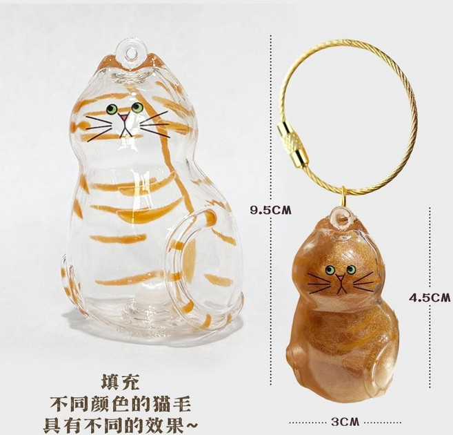 貓毛透明收納盒吊飾扭蛋, 橘貓, 1個