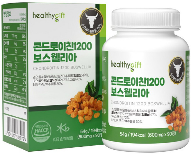 [런칭 특가] 콘드로이친 1200 보스웰리아 소연골 정 MBP 유단백추출물 식약처 HACCP 인증, 1개, 90정