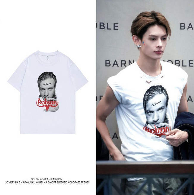 JAMES同款寬松短袖T恤, 1個, 白色L 建議115-140斤