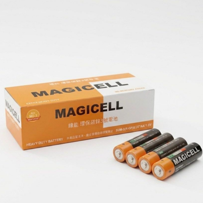 MAGICELL 環保碳鋅電池 3號/4號電池 1.5V 60顆裝, 1個, 【盒購】60入 MAGICELL電池3號, 60個裝