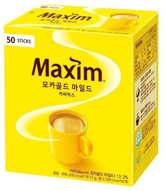 Maxim 摩卡黃金微甜咖啡 50入盒裝, 12g, 1, 50