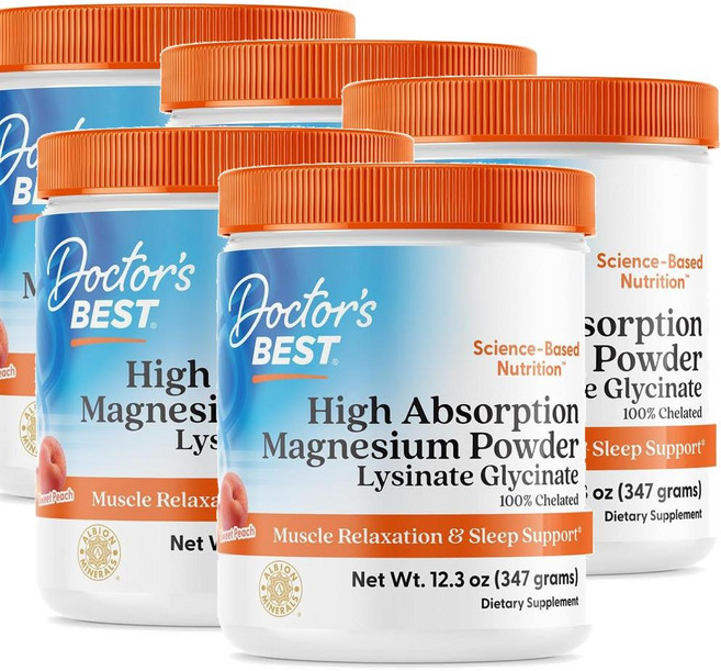 닥터스베스트 마그네슘 파우더 복숭아맛 Doctor's Best Magnesium Powder Sweet Peach, 5개, 347g