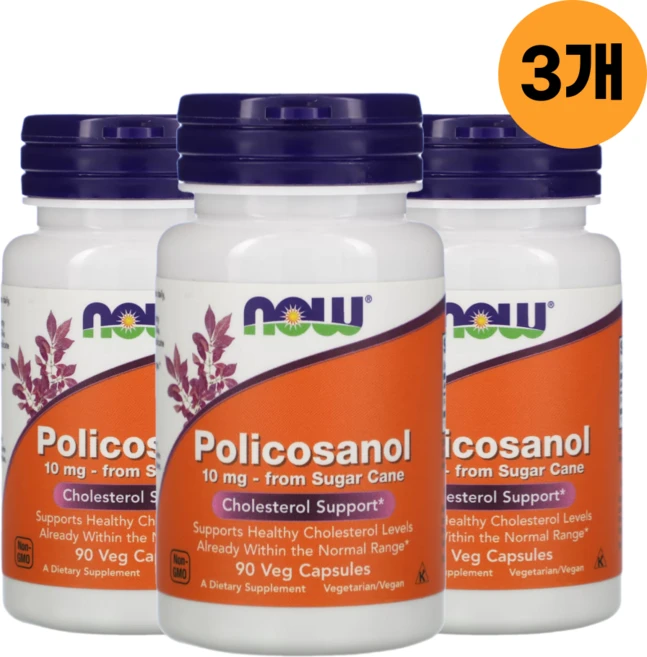 나우푸드 폴리코사놀 Policosanol 10mg 90정 3병 90정 1개, 3개 - 쿠팡