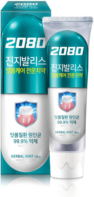 2080 진지발리스 허벌민트향 치약, 120g, 1개