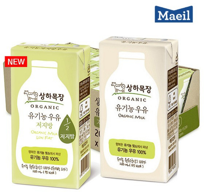 매일 상하목장 유기농 멸균우유 200mlx24팩 오리지널 저지방, 24팩, 오리지널12+저지방12