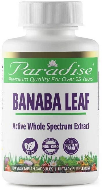 파라다이스 허브 Paradise Herbs 바나바 잎 추출물 60 캡슐 +기프트, 180정, 1개 - 쿠팡