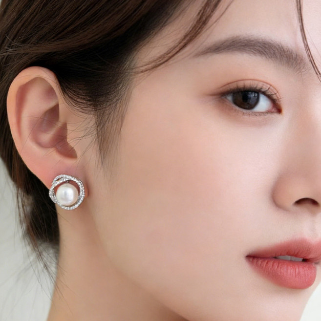 온도비움 여성 진주 귀찌 귀걸이 10mm 클립형 혼주 한복 정장