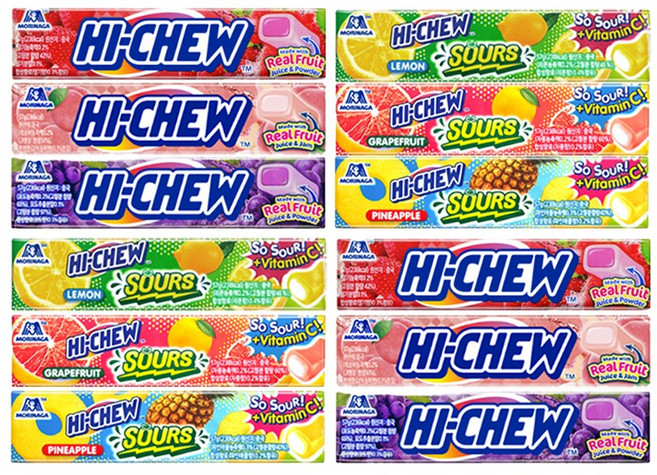 모리나가 하이츄 6종 세트 (딸기+복숭아+포도+레몬+자몽+파인애플), 2세트, 57g