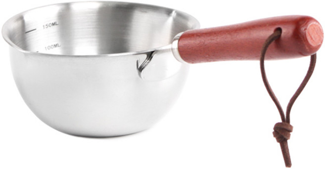 코빙 304 스텐 우드 손잡이 소스 밀크팬 150ml, 9cm, 혼합색상, 1개