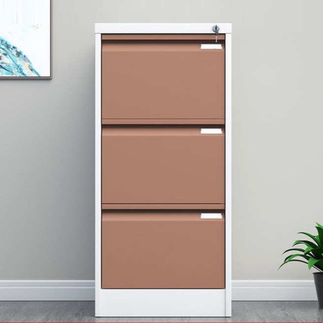 [리벨리] 3단 철제 캐비넷 103cm 브라운