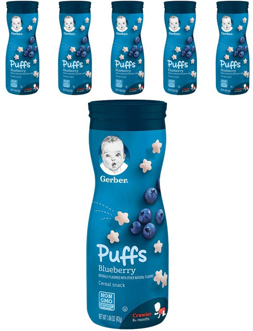 거버 퍼프 과자, 블루베리, 42g, 6개