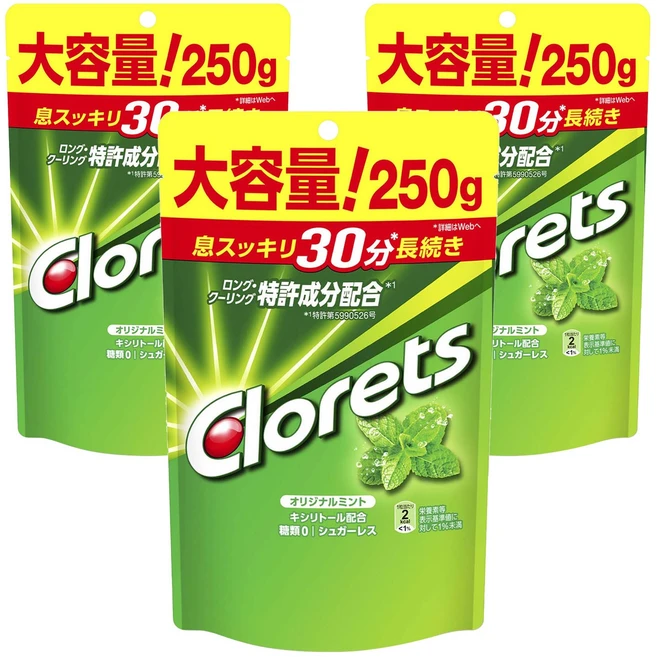 클로레츠 XP 오리지널 민트 스탠드 파우치, 250g, 3개 - 쿠팡