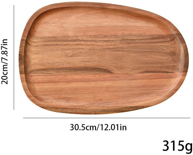 타원형 트레이 음식 서빙 접시 아카시아 나무 스낵 사막판 티보드 천연 차 플래터 1PC, 01 E, 1개