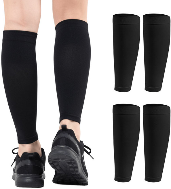 1+1 엘마운틴 컴프레션 스포츠 종아리 보호대 카프슬리브, 블랙+블랙, 1개