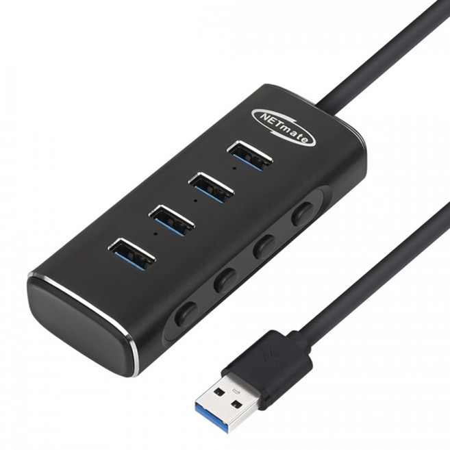 넷메이트 USB 3.1 허브 4포트 NM-UBA303, 블랙, 1개