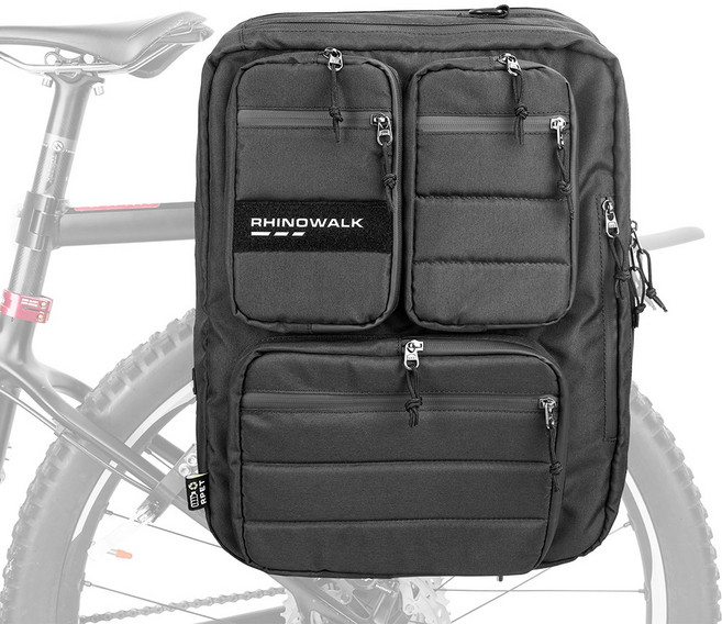 라이노워크 자전거 짐받이 가방 25L 사이드 리어백 패니어 투어백 RK6205, 블랙, 1개