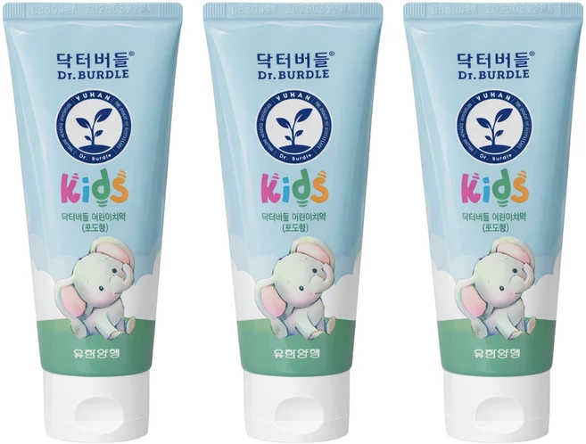 유한양행 닥터버들 어린이 치약 포도향, 60g, 3개 - 쿠팡