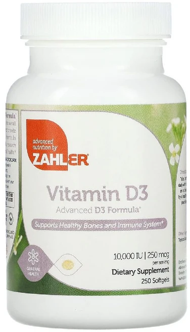 잘러 비타민 D3 최첨단 D3 포뮬라 10000 IU 250 소프트젤, 1개, 250정 - 쿠팡