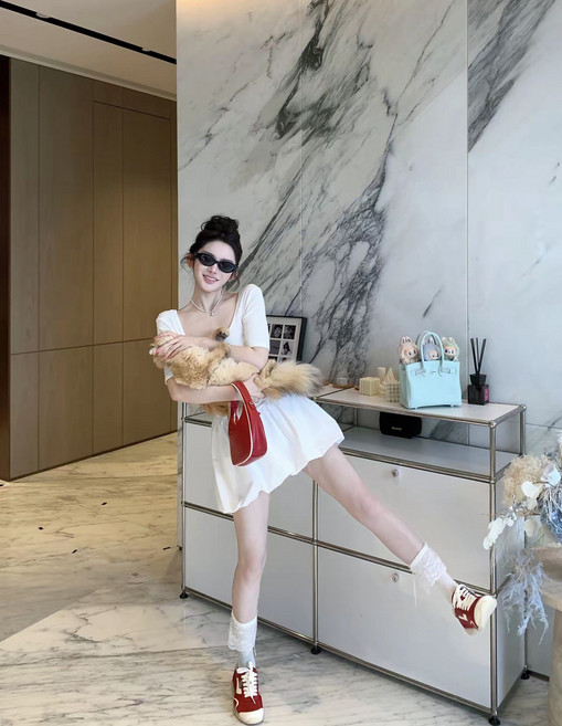 法式千金風 修身顯瘦 短款連衣裙女