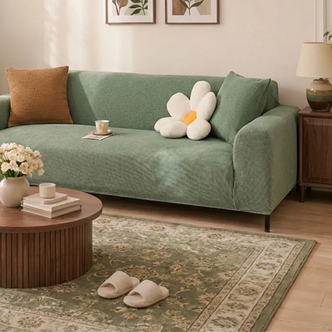 서플라이랩 사계절 고탄력 도톰 와플 쇼파커버 풀커버타입, 1개, 그린