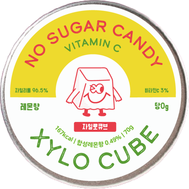 자일로큐브 무설탕 자일리톨 캔디 비타민C 레몬 70g, 1개