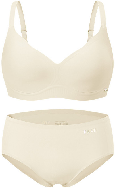 엘르이너웨어 [라이트핏] 쉐딩 심리스 브라 팬티 세트 - 크림