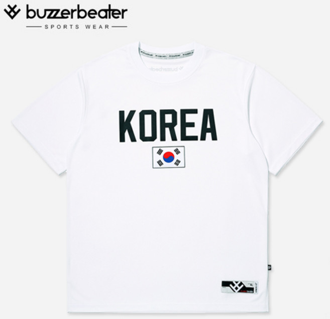 [버저비터] 농구 반팔 흰색 화이트 KOREA FLAG 국대 티셔츠 TEE - WHITE