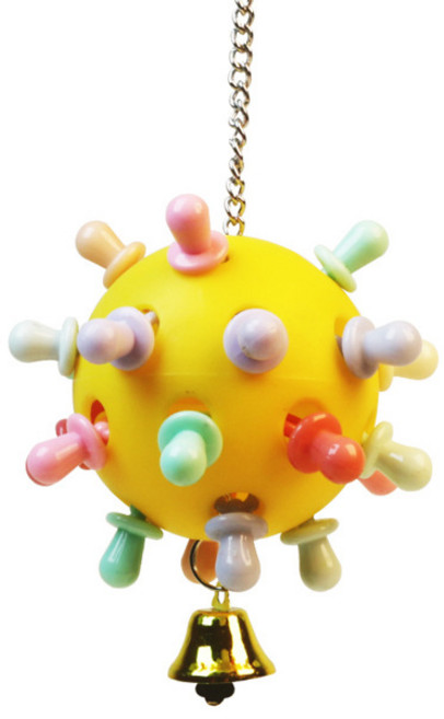 앵무새 씹는 장난감은 새장용 지루함 해소 및 환기용 새 장난감이며 앵무새를 지적이고 재미있는 장난감입니다., 03 Yellow Ball