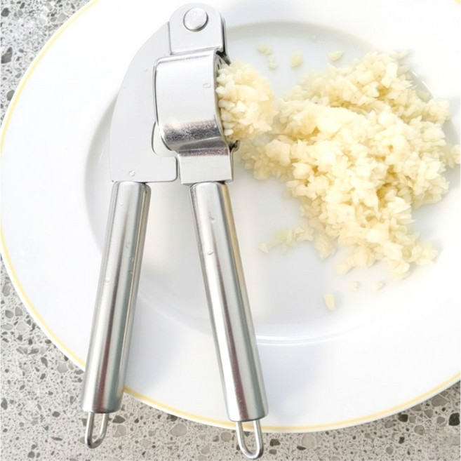 제니홈 간편한 마늘 다지기 스텐 프레스 집게형, 1개, 실버스틸