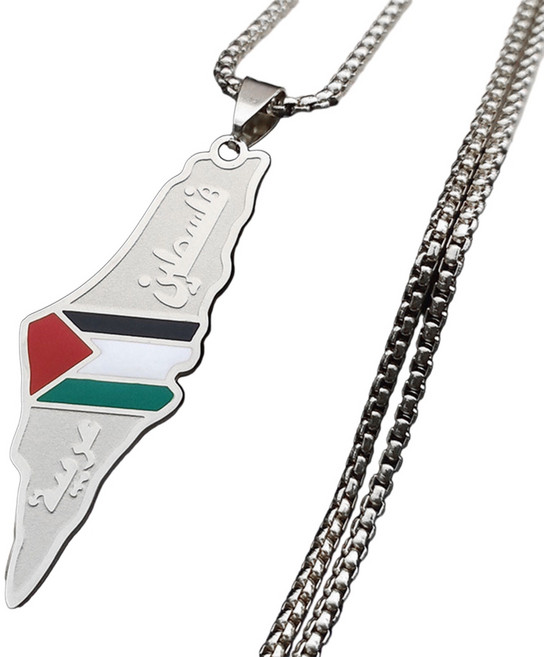 트렌디한 팔레스타인 지도 펜던트 목걸이 스테인리스 스틸 넥 체인 여성 남성용
