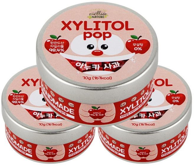 수제 장인 자일리톨 팝 캔디 사탕, 70g, 3개