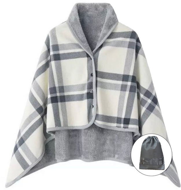 매이템 (대형140*100cm) 무릎담요+파우치포함 똑딱이담요 망토 밍크담요 사무실담요 극세사담요 차량용담요 차박 카페 캠핑담요