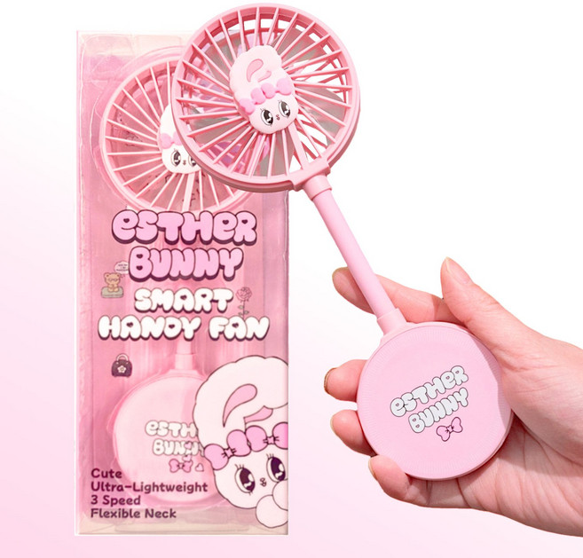 Estherbunny 캐릭터 손선풍기 에스더버니 맥세이프 강력 자석 초경량 핸디팬 휴대용선풍기, 핑크