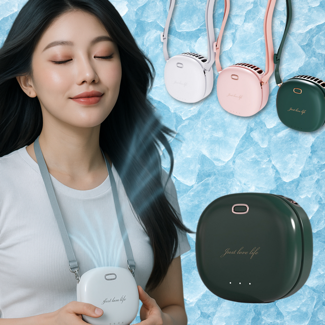 [핸즈프리] 누바르 마카롱 목걸이 휴대용 선풍기 손선풍기 목선풍기 스트랩 KC인증, 1개, 포레스트그린(Green)