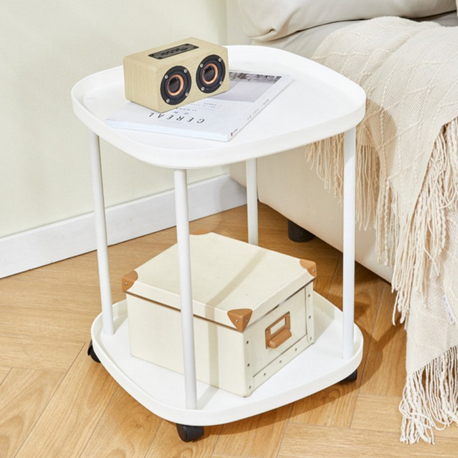 사각 이동식 협탁 침대 소파 티테이블 사이드테이블, 화이트