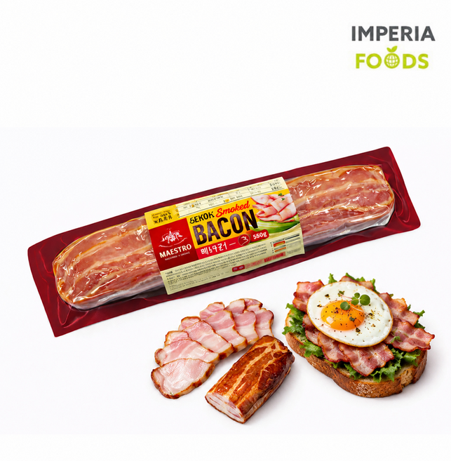 마에스트로 MAESTRO 통삼겹 스모키 베이컨 Smoked Bacon 350g, 1개