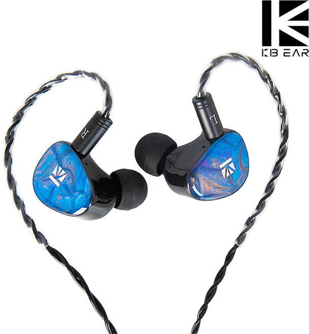 KBEAR KB02 인이어 이어폰 2pin 3.5 노마이크 골전도 하이브리드 [1년AS], J076 블루