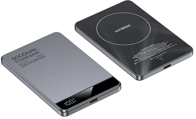 10000mAh 파워뱅크 초고속 PD20W 충전 마그네틱 Qi 무선 맥세이프 아이폰 17 16 15 14 13 12 샤오미용, 02 5000mAh Gery
