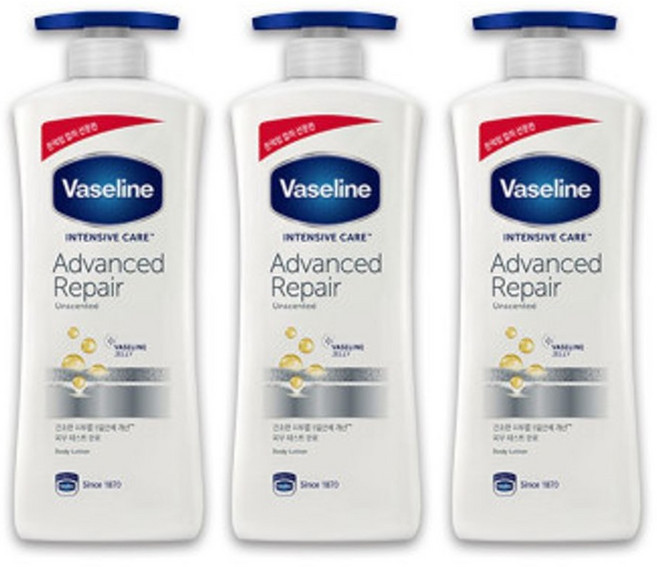바세린 인텐시브케어 어드밴스드 리페어 바디로션, 600ml, 3개