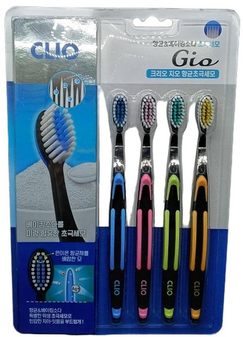 크리오 지오 항균 초극세모 칫솔 4입, 4개