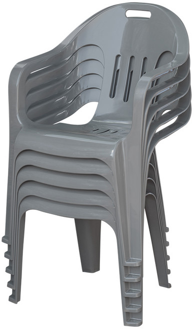 공룡플라스틱 웰빙의자 편의점 간이 야외 행사용 등받이 팔걸이 5개, 웰빙의자 회색