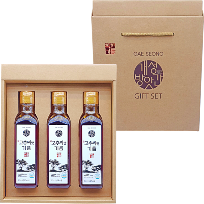 개성방앗간 고추씨기름 3입 선물세트 (3병), 3개, 180ml