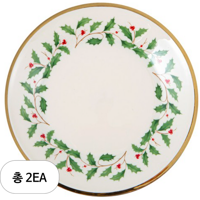 레녹스 홀리데이 브레드 앤 버터 플레이트, 혼합색상, 2개