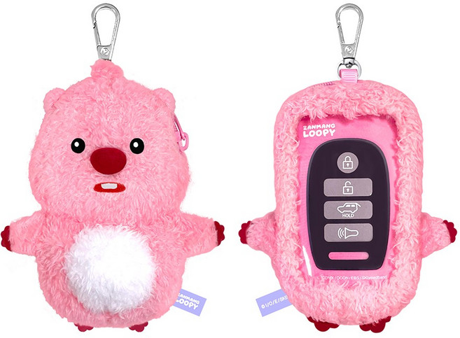 잔망루피 인형 스마트키 케이스, 핑크, 1개