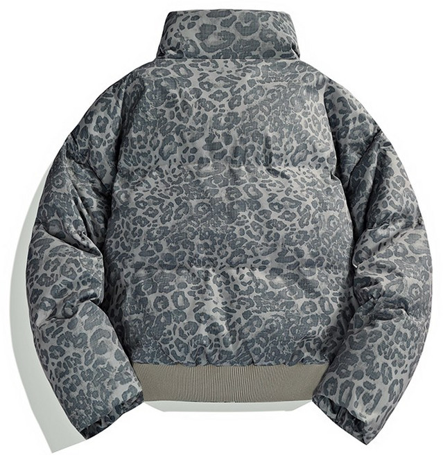 투니스 남성 빈티지 레오파드 긴소매 숏 코튼 패딩