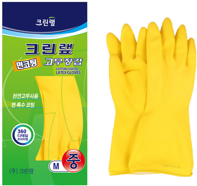 크린랲 면코팅 고무장갑 중, 기본색상, 중(M), 8개
