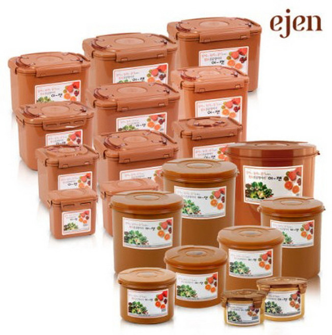 진공 항아리 이젠 황토 누름독 김치통 사각 원형 김치 된장 오이지 발효 숙성 저장 용기, 사각-12L, 1개