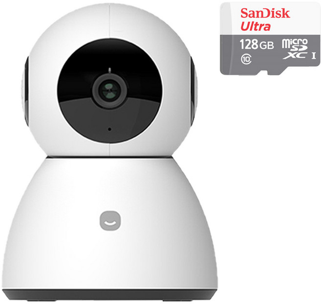 헤이홈 스마트 홈카메라 Pro+ 500만 화소 AI모션추척 가정용 홈캠 홈 CCTV 실내용, 1개, GKW-MC0511+128G SD카드